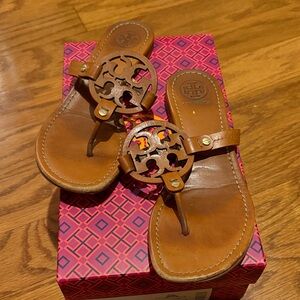 Tory Burch Tan Leather Thong Sandals